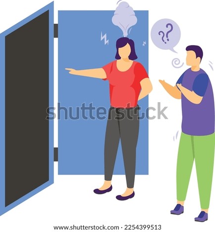 get lost or go away concept, Leave me alone vector color icon design, Mood and feeling symbol, Emotional Characters sign, Social issues scene stock illustration 