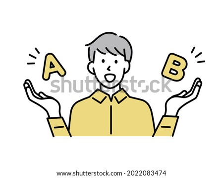 get lost, weigh, compare, question, worry, compare, Flat vector illustration for landing page, web, website, banner, mobile apps.