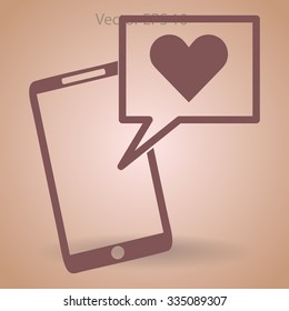 Get a love message on a mobile phone vector