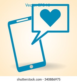 Get a love message on a mobile phone vector