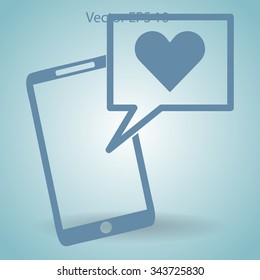 Get a love message on a mobile phone vector