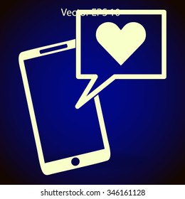 Get a love message on a mobile phone vector