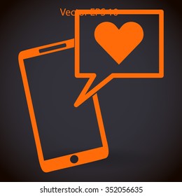 Get a love message on a mobile phone vector