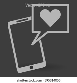 Get a love message on a mobile phone vector