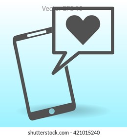 Get a love message on a mobile phone vector