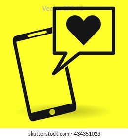 Get a love message on a mobile phone vector