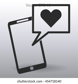 Get a love message on a mobile phone vector