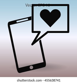 Get a love message on a mobile phone vector