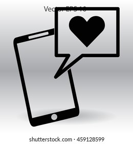 Get a love message on a mobile phone vector