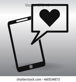 Get a love message on a mobile phone vector