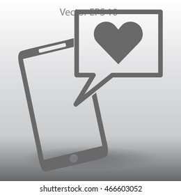 Get a love message on a mobile phone vector