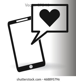 Get a love message on a mobile phone vector