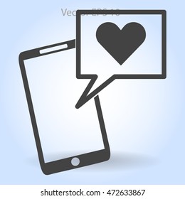 Get a love message on a mobile phone vector