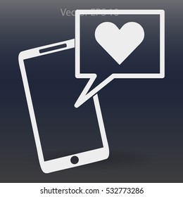 Get a love message on a mobile phone vector