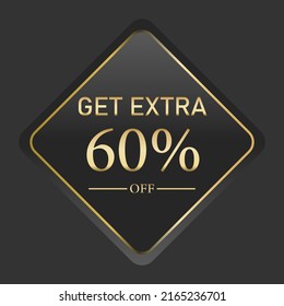 Get the luxury of an extra percentage button. mark icon vector illustration on black background and gold lettering