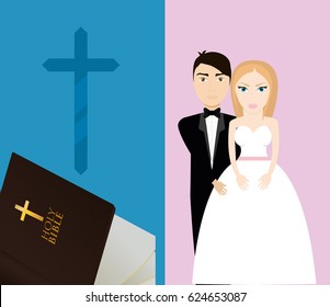 get married couple bible cross sacred card