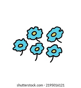 For get me not flower head. Floral botanical flower. Hand drawn ink art. Isolated doodle flower illustration element isolated on white.