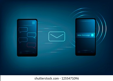 Get the message. Texting. Cellular communications, smartphones. Sending SMS messages, correspondence. Signal message.