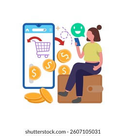 Get Money Back for Returns Flat Vector Illustration