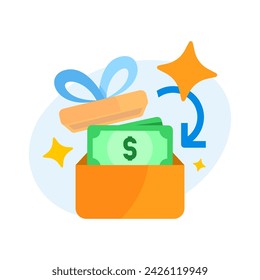 get money or cashback rewards concept illustration flat design vector. simple modern graphic element for empty state ui, infographic, icon