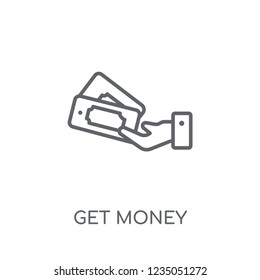 Get money linear icon. Modern outline Get money logo concept on white background from e-commerce and payment collection. Suitable for use on web apps, mobile apps and print media.