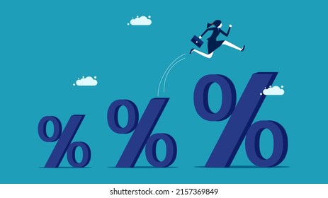 Get more benefits. Business women jump for a large percentage. concept business vector 