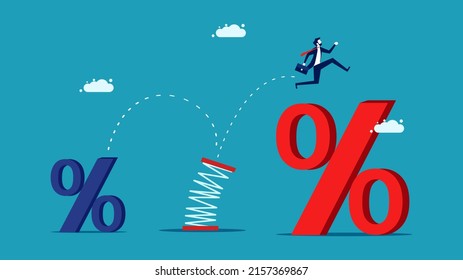 Get more benefits. Businessmen jump for a large percentage. concept business vector illustration