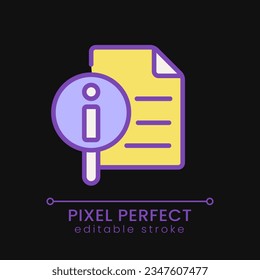 Get more information pixel perfect RGB color icon for dark theme. List of answers on questions. Search data. Simple filled line drawing on night mode background. Editable stroke. Poppins font used