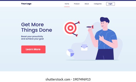 get more things done men shoot on dart campaign web website home homepage landingpage banner template flyer with outline style