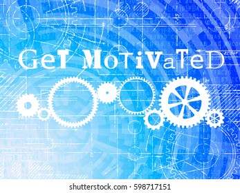 Get motivated word on high tech blueprint and data background