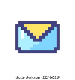 Get new letter in mailbox pixelated RGB color ui icon. New message notification. Simplistic filled 8bit graphic element. Retro style design for arcade, video game art. Editable vector isolated image