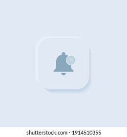 Get notified icon. Bell Button with notification. Neumorphism Vector Illustration On white Background