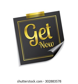 Get Now Golden Sticky Notes Vector Icon Design