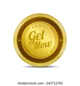 Get Now Golden Vector Icon Button