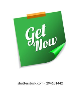 Get Now Green Sticky Notes Vector Icon Design
