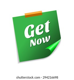 Get Now Green Sticky Notes Vector Icon Design