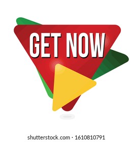 Get now label or sticker on white background, vector illustration