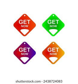Get now realistic labels, stickers set vector illustration