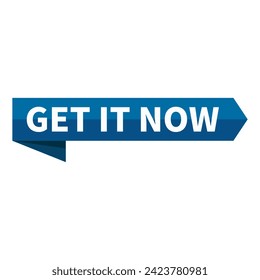 Get It Now Text In Blue Ribbon Rectangle Shape For Sale Promotion Business Marketing Social Media Information Announcement
