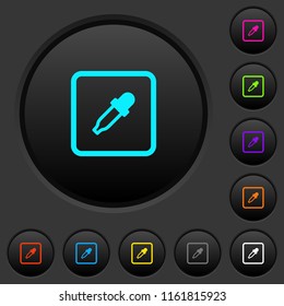 Get object color dark push buttons with vivid color icons on dark grey background