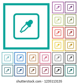 Get object color flat color icons with quadrant frames on white background