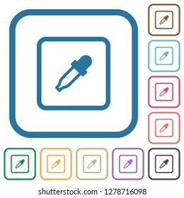 Get object color simple icons in color rounded square frames on white background