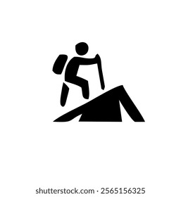 Get on top, climb a mountain icon suitable for info graphics, websites and print media and interfaces. Line vector icon.