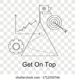 Get on top  concept on transparency background. Creative idea design .Flat vector illustration for template, brochure or presentation