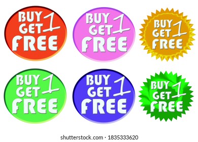 Get one buy one promotional tag banner templates with different colors and different templates , buy 1 get 1 free, buy one get one free , sales promotion marketing banner poster tag sticker label