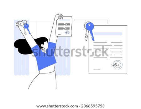 Get ownership certificate abstract concept vector illustration. Citizen with ownership certificate document, government sector, bureaucratic procedures, notarized warranty deed abstract metaphor.
