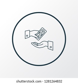 Get payment icon line symbol. Premium quality isolated earnings element in trendy style.