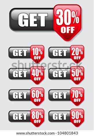 Get percent off, banners / labels