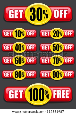 Get percent off, banners / labels / icons