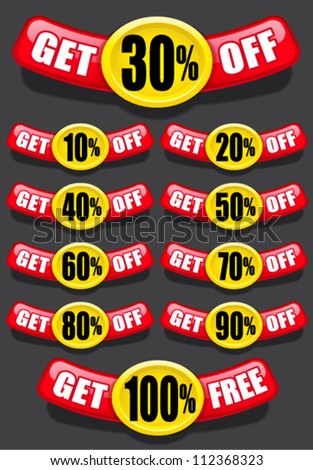 Get percent off, banners / labels / icons